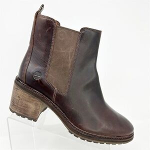 Timberland Sienna High Chelsea Boots Brown Burgundy Leather Size 11 Slip-On